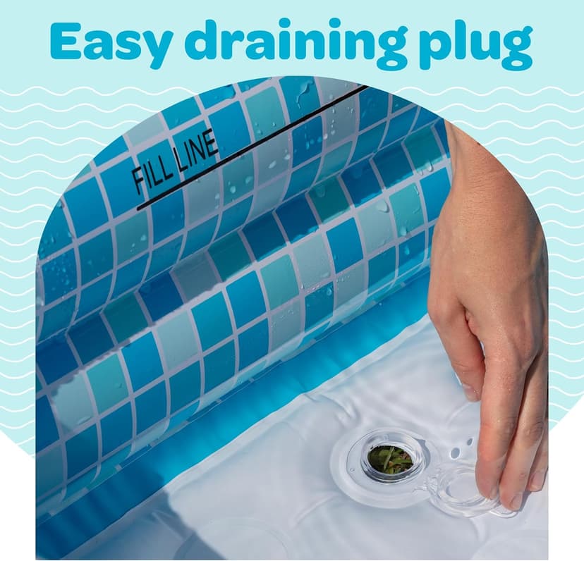 Inflatable Baby Pool for Toddlers 1-3, Handles, Soft Floor & Drain, 34"x10" Kiddie Pool, Blow Up Bathtub & Ball Pit, Summer Outside Kid Water Toy Outdoor Play First Birthday Gift for Boys Ages 1 2 3