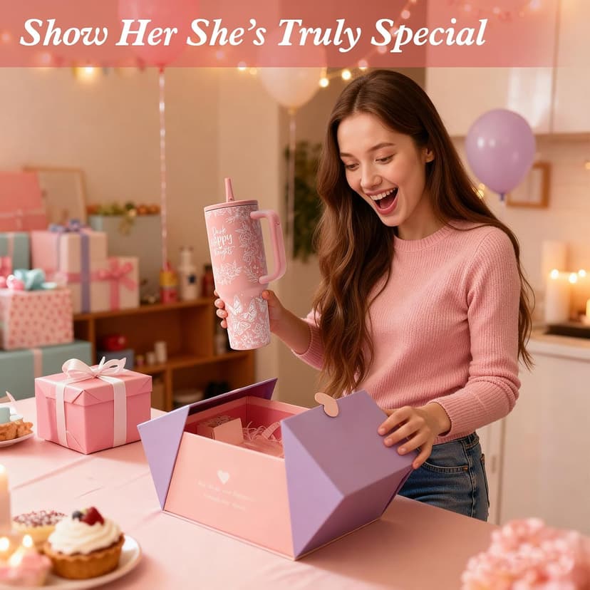 Birthday Gifts for Women, 10PCS Relaxing Self-Care Gift Basket with Flannel Blanket, 40 oz Tumbler, and Tote Bag – Get Well Soon Gift for Women Mom, Wife, Sister, Friends B0FL1TBNVM
