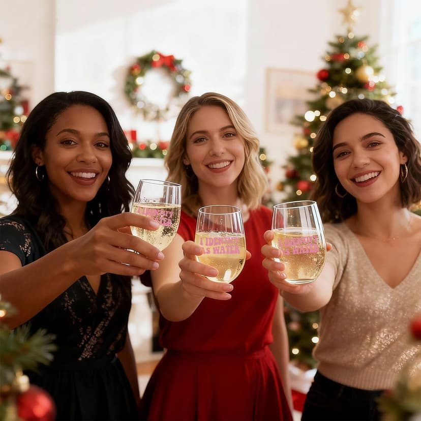 I Identify as Water 16oz Stemless Wine Glass, Funny Wine Glasses For Women, Men, 2025 Best White Elephant Gifts, Gag Gift, Perfect Birthday Or Christmas Gift For Adult, Coworker, Friend, Sister