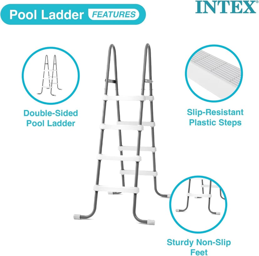 Intex Steel Frame Above Ground Swimming Pool Entry/Exit Ladder for 48" High Wall Pools, 300 Pound Capacity, Accessory Only, Pool Not Included