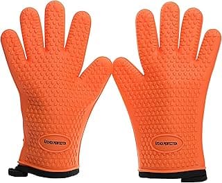 KITCHEN PERFECTION Silicone Smoker Oven Gloves -Extreme Heat Resistant BBQ Gloves -Handle Hot Food Right on Your Smoker Grill Fryer & Pit | Waterproof Oven Mitts |Superior Value Set+3 Bonuses