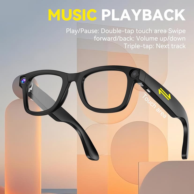 2026 AI Smart Glasses with Camera,8MP HD Video Recording Camera Glasses,Voice Control,Object Recognition,Real-Time Translation,Smart Sunglasses with Bluetooth Call,for Travel, Conferences & Vlogging