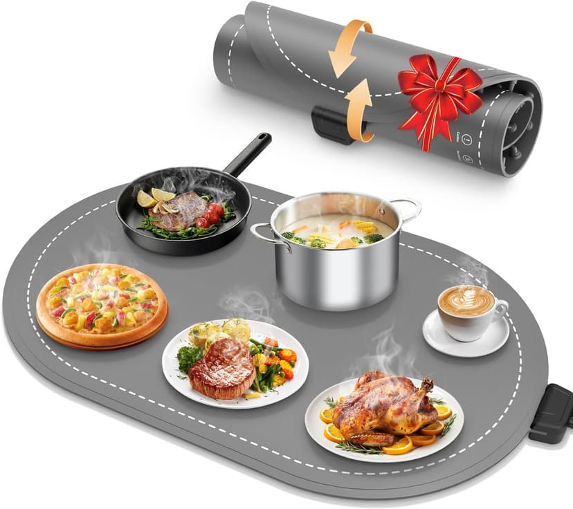 seenlast Warming Mat for Food with Adjustable Temperature Timer,10S Fast Heating Silicone Food Warmers for Parties Buffet and Home Daily,Food Warming Mat with Insulating Pad Raised Feet Protects Table B0FDWZ3ZLC
