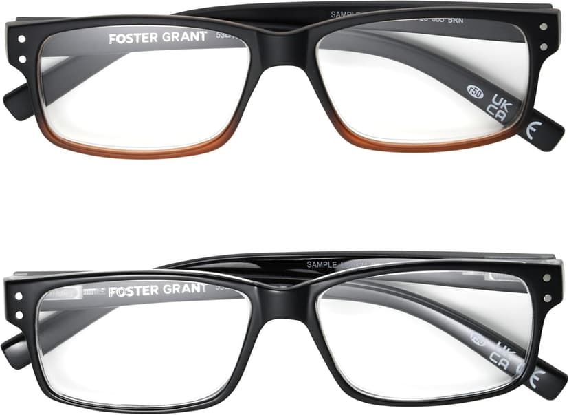 Foster Grant mens Rowan 2-pack Reading Glasses Square Reading Glasses