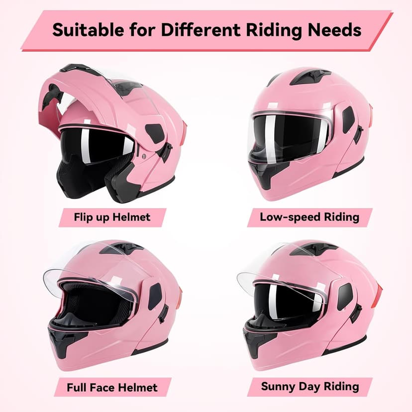 Adult Modular Motorcycle Helmets, DOT Approved Flip up Dual Visor Full Face Helmet for Men Women Moto ATV UTV Snowmobile ADV Four Wheeler Street Bike with Gloves & Mask