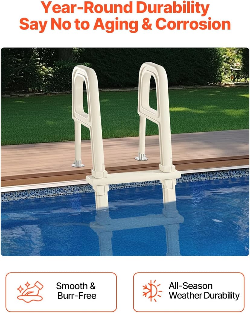 VEVOR Swimming Pool Ladder, 75°Inclined 5-Step Double Handrails Stair, Non-Slip Heavy Duty Steps, Load Capacity 300 lb, for 48-54 in Inground & Above-Ground Pools of Any Deck Surface Indoor & Outdoor