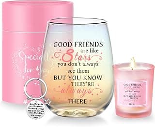 Yalucky Friendship Gifts for Women Wine Glasses Drinking Personalised Birthday Gifts for Friend Men Special Friends Gift Leaving Gift for Her Colleague Best Friend B0C69J45XJ