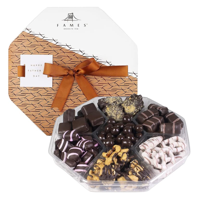 Ftaher's Day Gift Basket from Brooklyn - 7 Types of Handcrafted Gourmet Chocolates - Luxury Set of Dairy Free Kosher Artisanal Chocolates - Premium Father's Day Chocolate Gift Box - Assorted Sweet Candy Treats