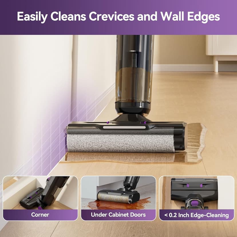 Twotoo Wet Dry Vacuum Cleaner 16,000Pa,45Mins Runtime Cleaning Area 2,600 ft²,Cordless Vacuum Cleaner, Cordless Vacuum and Mop All in One,for Hard Floors Sticky Messes and Pet Hair,W15 Set