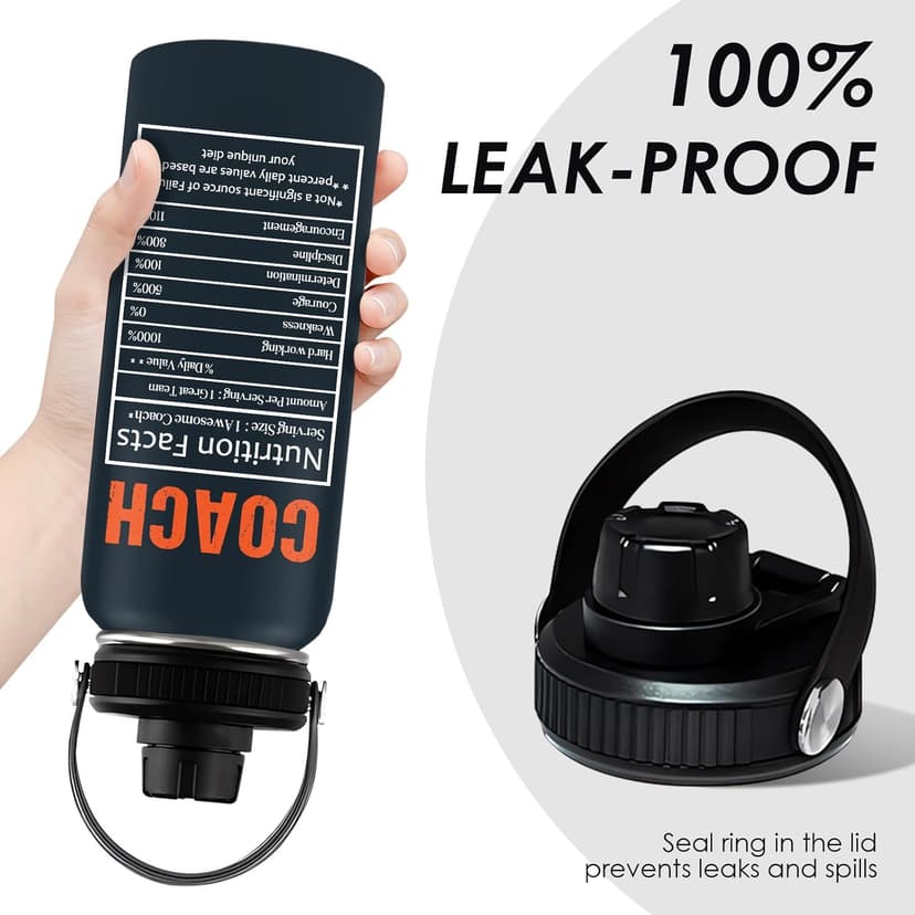 Coach Gifts - 32 Oz Coach Nutriton Facts Water Bottle, The Man The Myth The Legend - Christmas Birthday Cheer Coachs Gifts, Soccer Softball Basketball Swim Coachs Appreciation Gift for Him