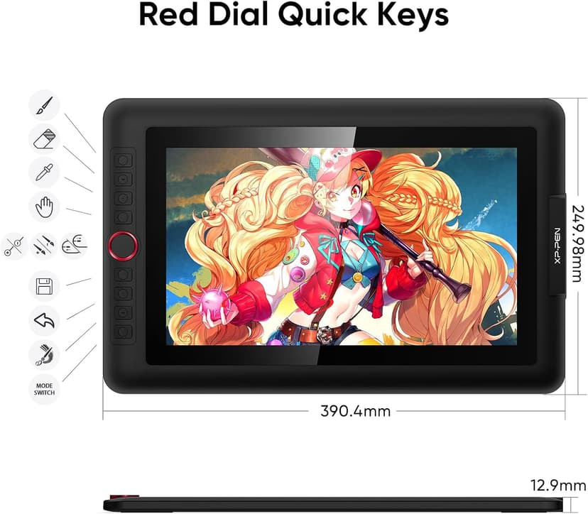 XPPen Drawing Tablet with Screen Full-Laminated Graphics Drawing Monitor Artist13.3 Pro Graphics Tablet with Adjustable Stand and 8 Shortcut Keys (8192 Levels Pen Pressure, 123% sRGB)