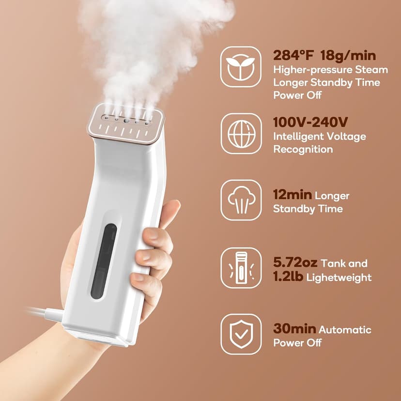 Travel Steamer For Clothes,100V-240V Dual Voltage Steamer & Iron 2 In 1,Integrated 170ml Tank 25s Fast Heat-Up,1.2lbs Portable Fabric Iron,Handheld Steaming Wrinkles Remover For Garments(In 4 colors)