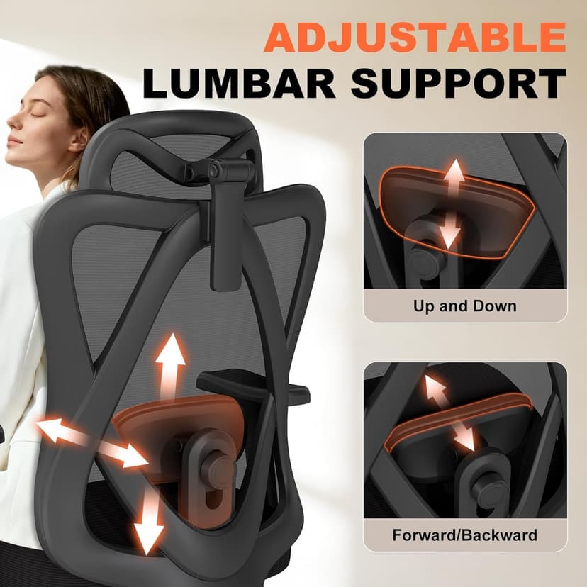 Office Chair Ergonomic Desk Chair,Adjustable Headrest Lumbar Support Computer Chair - Home Office Desk Chairs,300lbs Wide Seat Big and Tall Office Chairs with 3D Armrests, Comfy Desk Chairs (New)