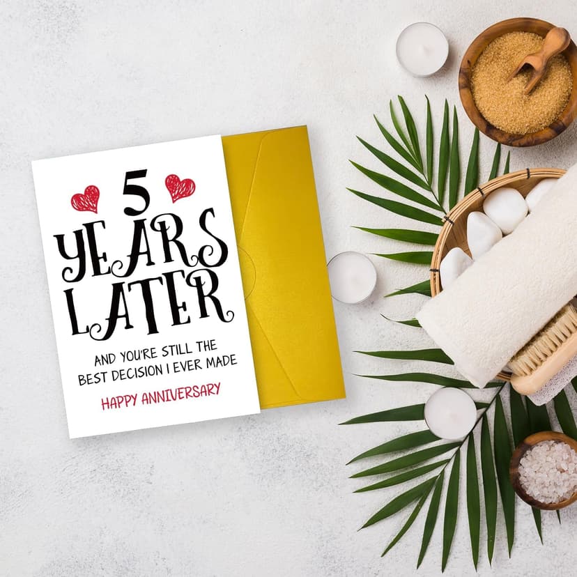 Romantic 5 Years Anniversary Card for Husband Wife, Sweet 5th Wedding Anniversary for Couple, Idea Five Years Wedding Card Gift for Him Her, 5th Wedding Anniversary Card, 5 Years Anniversay Decor