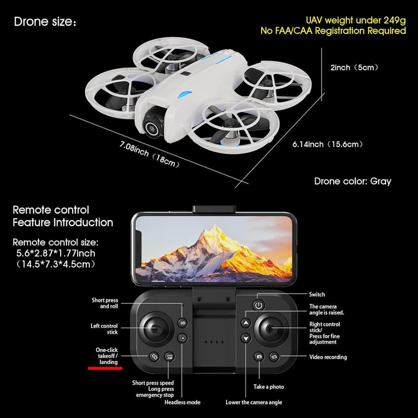drone with Camera 4K for Adult Beginners,RC Quadcopter featuring Altitude Hold, One-Key Takeoff/Landing, Auto Follow,3-Speed Adjustment,Stunt Roll -Ideal Holiday Gift.