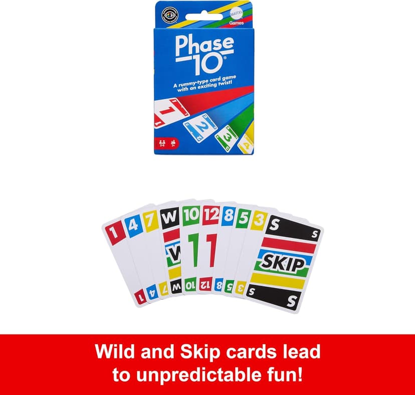 Mattel Games Phase 10 Card Game with 108 Cards, Great Game for Kids, Family or Adult Game Night, Ages 7 Years and Older