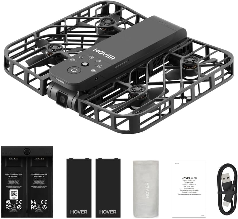 HOVERAir X1 Drone with Camera, Follow-me Drone with Self-Flying Mode, Foldable Mini Drone with HDR Video Capture, Palm Takeoff, Intelligent Flight Paths, Hands-Free Control Black (Combo Plus)