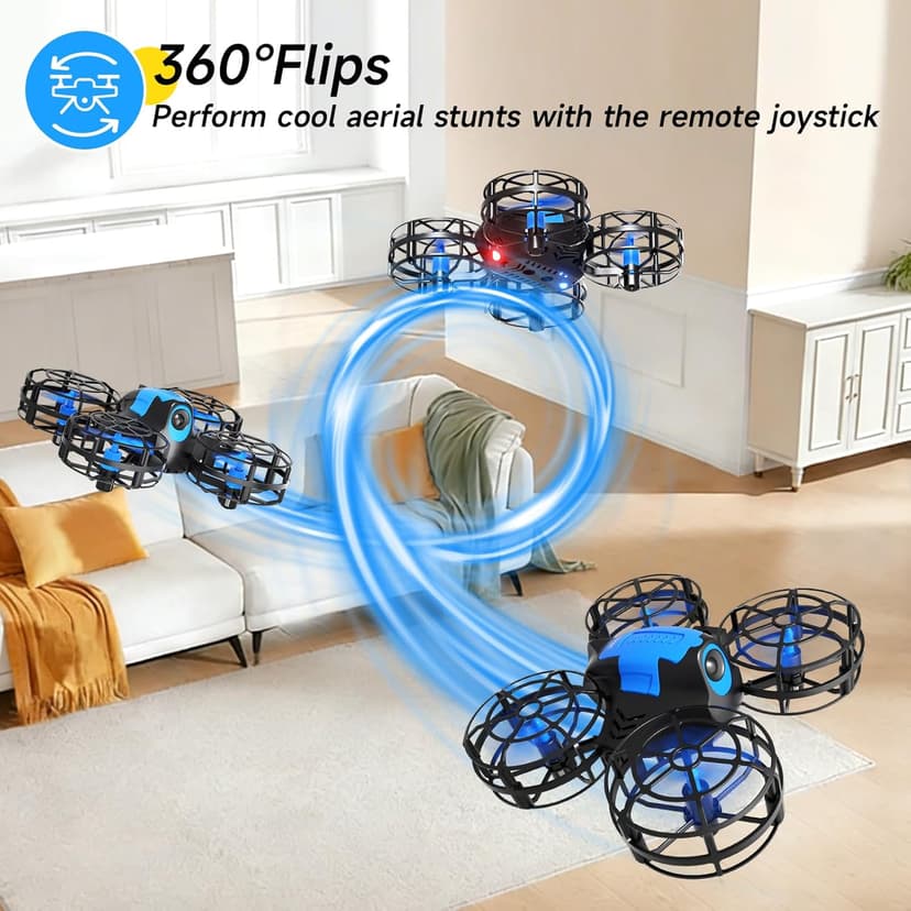 4DRC V18 Mini Drone for Kids Beginners, RC Quadcopter with 2 Control Modes, Headless Mode, Altitude Hold, Auto Hover, 3 Speeds, 3D Flips, LED Lights, 2 Batteries, Gift Toy for Boys