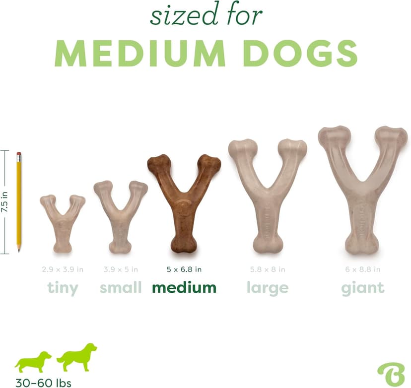 Durable, Super Chewer, Made in USA, Dog Bones, Long-Lasting, A Size for Every Dog, Keeps Them Busy Benebone Wishbone Dog Chew Toy for Aggressive Chewers, Real Bacon, Medium B00CPDWT2M