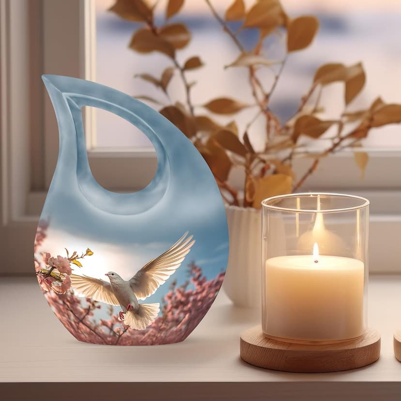Dove Funeral Tiny Urn for Ashes, Memorial Gifts for Male & Female, Burial for Human Ashes, Tear Drop Cremation Urn for Brother & Sister, 3 Inch Keepsake B0FBWXDBQD