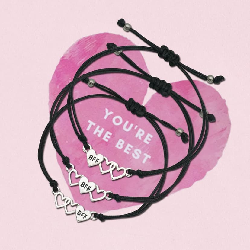 Teniinet Adjustable size and beautiful bracelet,best friend gift for women(Silver Heart for 3)