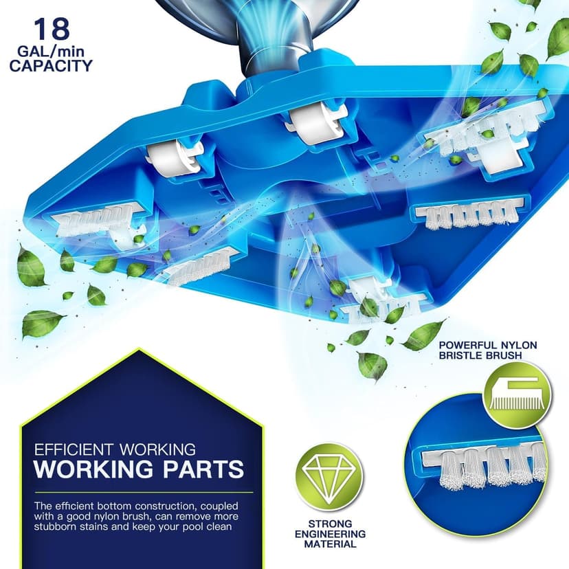 Cordless Handheld Pool Vacuum with Telescopic Pole, Rechargeable Hot Tub SPA Vacuum, 18GPM Powerful Suction, 60Min Runtime, Pools up to 88", Portable Pool Cleaner for Above Ground/Inground Pools