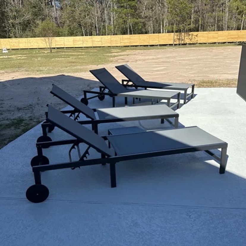 PURPLE LEAF Outdoor Chaise Lounge Chairs Set Recliner Adjustable Chair with Wheels and Table for Poolside Beach Patio Aluminum Reclining Sunbathing Lounger, Grey