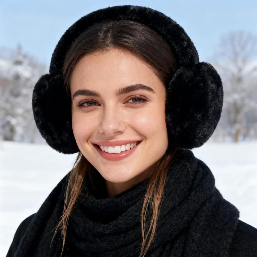 LZEDIRA Ear Muffs for Women Mens, Winter Faux Fur Earmuffs, Fluffy Cute Earmuffs, Foldable Ear Warmers for Mens Cold Outdoor
