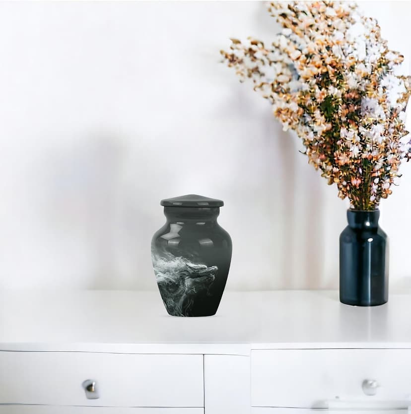Dragon Urn, 3 Inch - Compact Urns for Human Ashes - Unique Urns - Burial Urns for Ashes - Artistic Urns - Small Decorative Urn - Memorial Urns for Grandparents - Pack of 1, Black B0D8BR9288