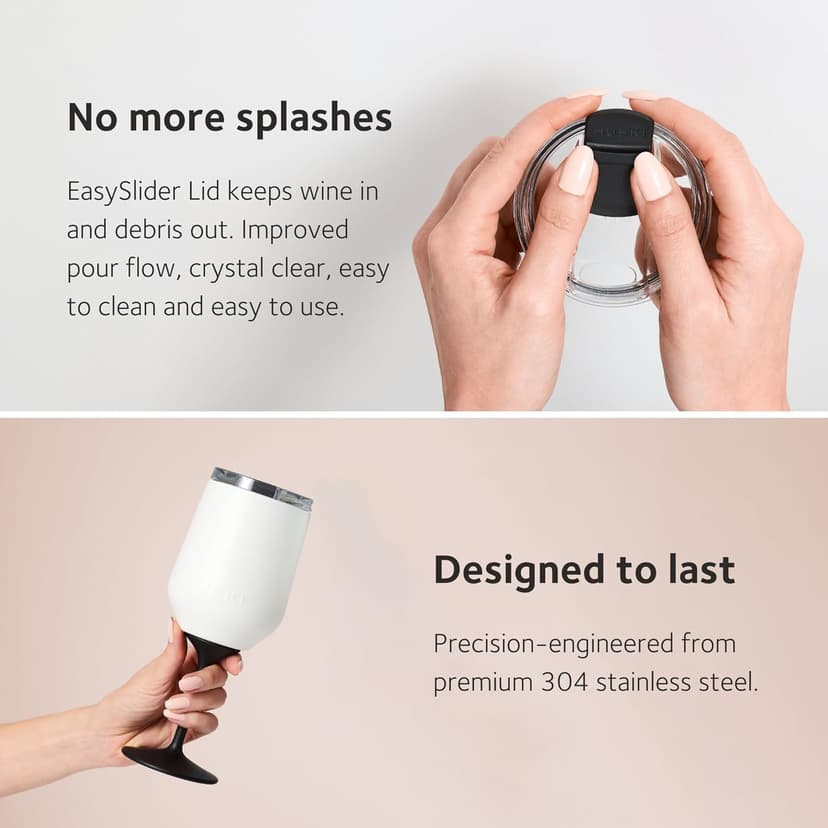 Huski Wine Tumbler 2.0 | NEW | Award-winning Design with Detachable Stem | Premium Stainless Steel Wine Glass with Lid | Triple Insulated Tumbler | 12oz Capacity | Great Gift (Champagne)