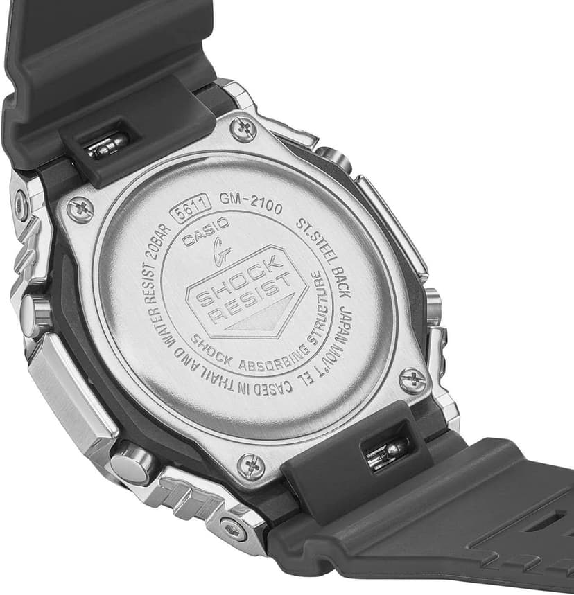 G-Shock Casio Metal Covered Octagonal Black Resin Band Watch GM2100-1A