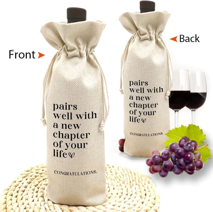TBITON New Job Gifts, Farewell Gifts for Coworkers,New Beginning Gifts, Wine Gift Bags Going Away Gift for Friends Coworker Boss, Pairs Well With A New Chapter of Your Life (Beige-NEW JOB02) B0DHHFYD2C
