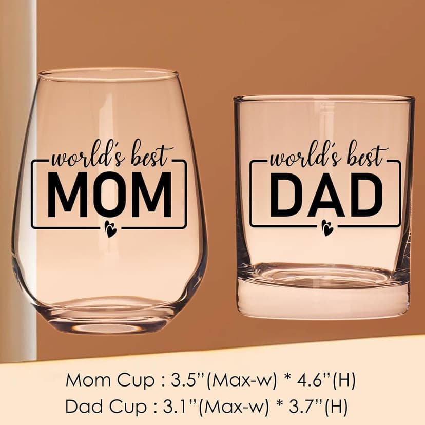 Breezy Valley Mom Dad Cups, Birthday Gifts for Mom from Kids - Worlds Best Moms Dad Gifts Mug Sets, Gift Ideas for Moms Dads Together, Cup Mugs for Parents B0FQ5FD1WZ