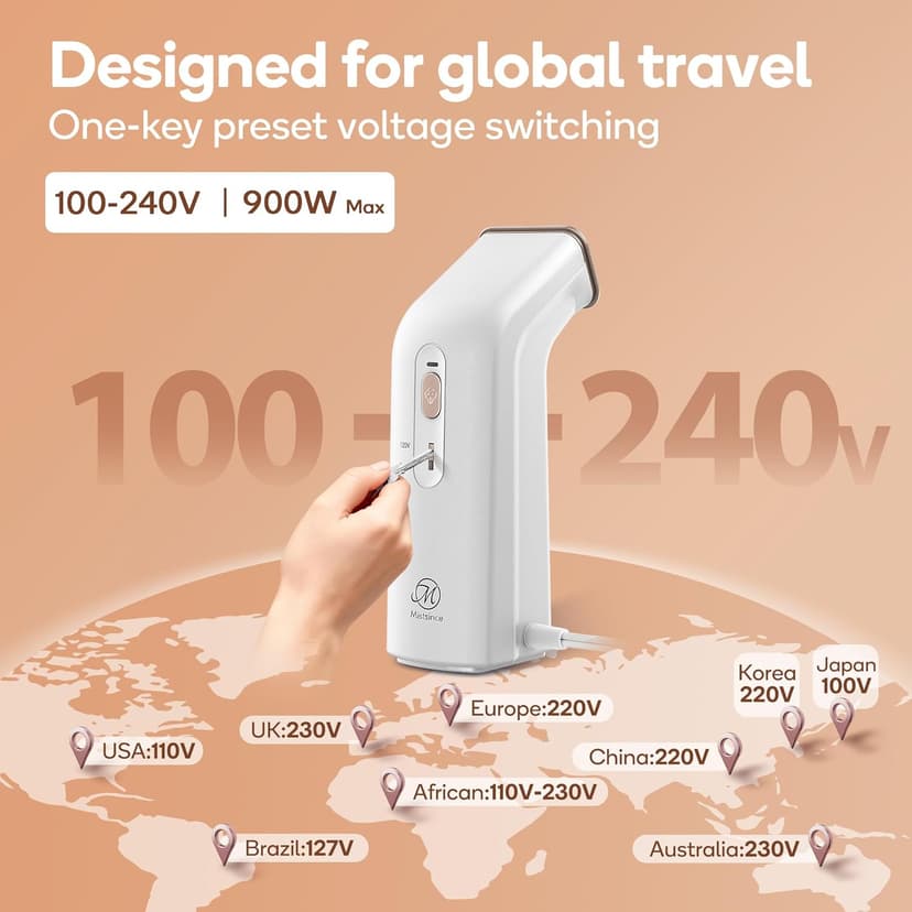 Travel Steamer For Clothes,100V-240V Dual Voltage Steamer & Iron 2 In 1,Integrated 170ml Tank 25s Fast Heat-Up,1.2lbs Portable Fabric Iron,Handheld Steaming Wrinkles Remover For Garments(In 4 colors)