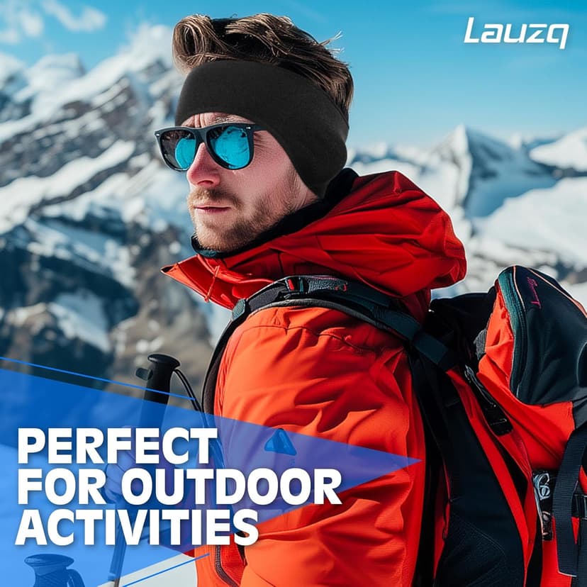 Lauzq Winter Fleece Ear Warmers Muffs Headband for Men Women Kids Ski Running Cycling