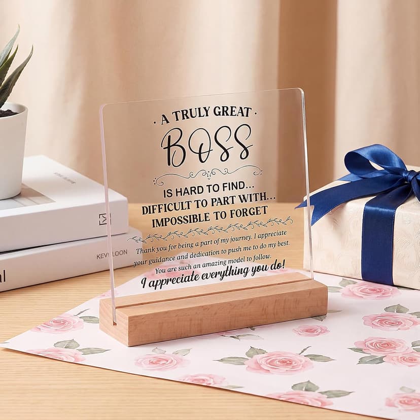Gifts for Boss Female, Acrylic Plaque Decor Birthday Thank You Gifts for Women Men Office Decor Boss Gifts for Women, 5.5 x 5.9" Acrylic Plaque Gift for Boss Women Man B0H8B3XHLP