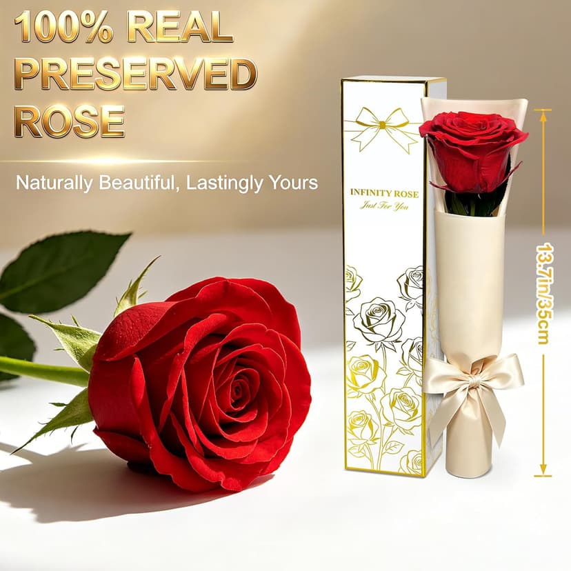Preserved Rose Flowers for Delivery, Single Red Forever Roses Real Flower Gifts for Women Mom, Mother's Day Wife Anniversary Wedding Graduation Christmas Valentine's Day Rose Gifts for Her Girlfriend B0HBVTMNM1