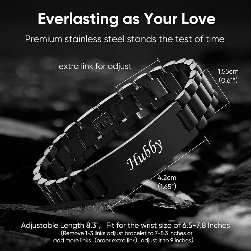 VNOX Elgant Link Bracelets Father Day Christmas Birthday Valentines Personalized Gift for Dad Husband Grandpa Boyfriend Masculine Watch Band Stainless Steel Bracelet Gift for Dad Grandpa Husband B0D8BD71RQ