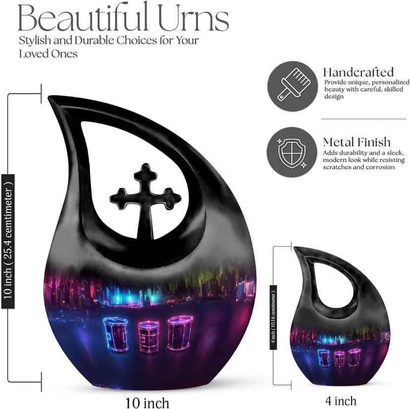 Drum Set Keepsake Funeral Tiny Urn for Ashes Adult Male & Female, Drop Burial Cremation Urns for Human Cremains, Memorials & Funerary Ash Holders, Memorial Gifts for Loved Ones, 3 Inch B0FFZF7VRH