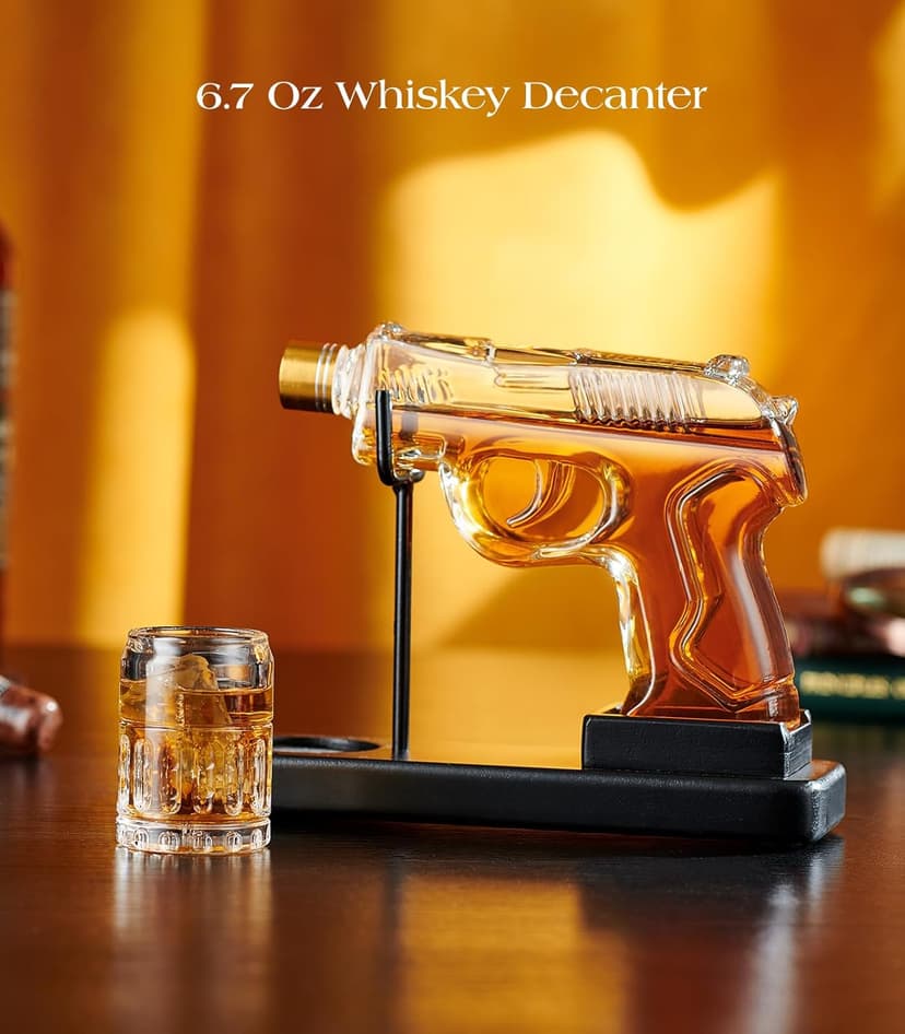 Birthday Gifts for Men Dad, Kollea Gun Whiskey Decanter Sets for Men, Shot Glass, Funny Gift Idea for Him Brother, Liquor Dispenser for Bar, Alcohol, Anniversary, Christmas, Military Present, Cave