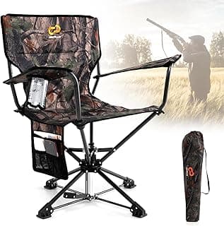 Goplus 360° Swivel Hunting Chair, Folding Hunting Blind Chair for Adults with Cup Holder & Carrying Bag, Lightweight Portable Camping Chairs for Lawn Fishing Picnic Beach Outdoor