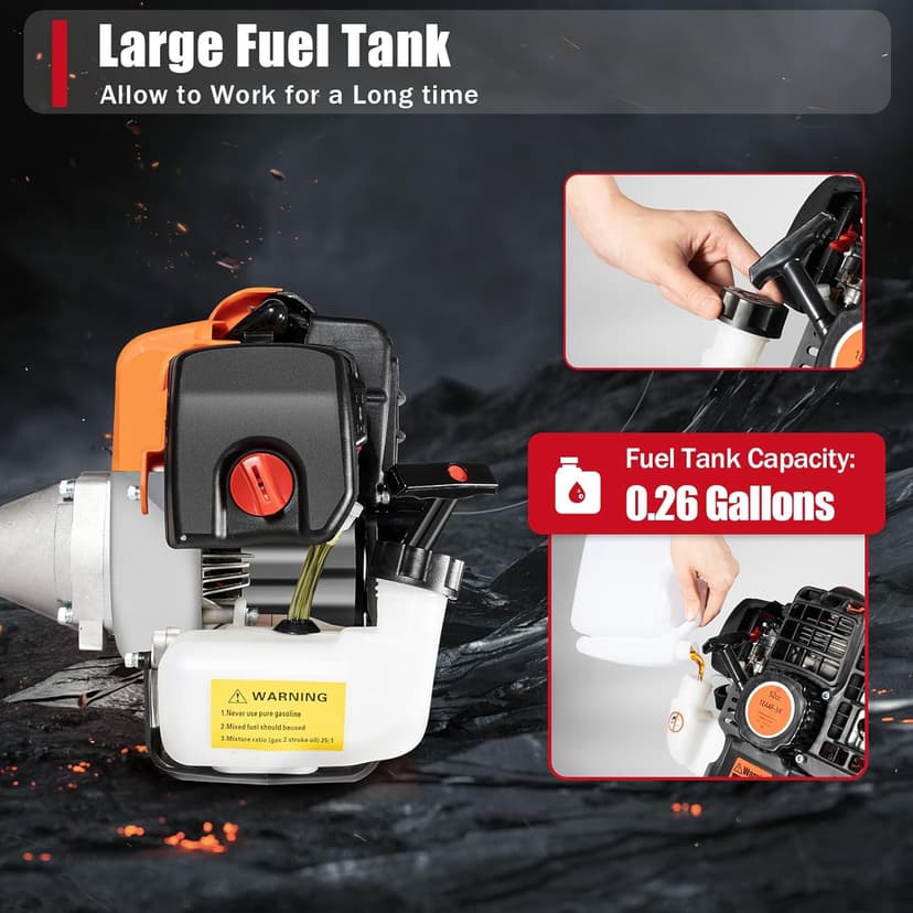 52CC Gas Handheld Sweeper,2-Stroke Gas Power Sweeping Broom Single Cylinder Driveway Turf Artificial Grass Snow Clean Sweeper Cleaner Tools Suitable for Walkway Cleaning Boulevards and Driveway