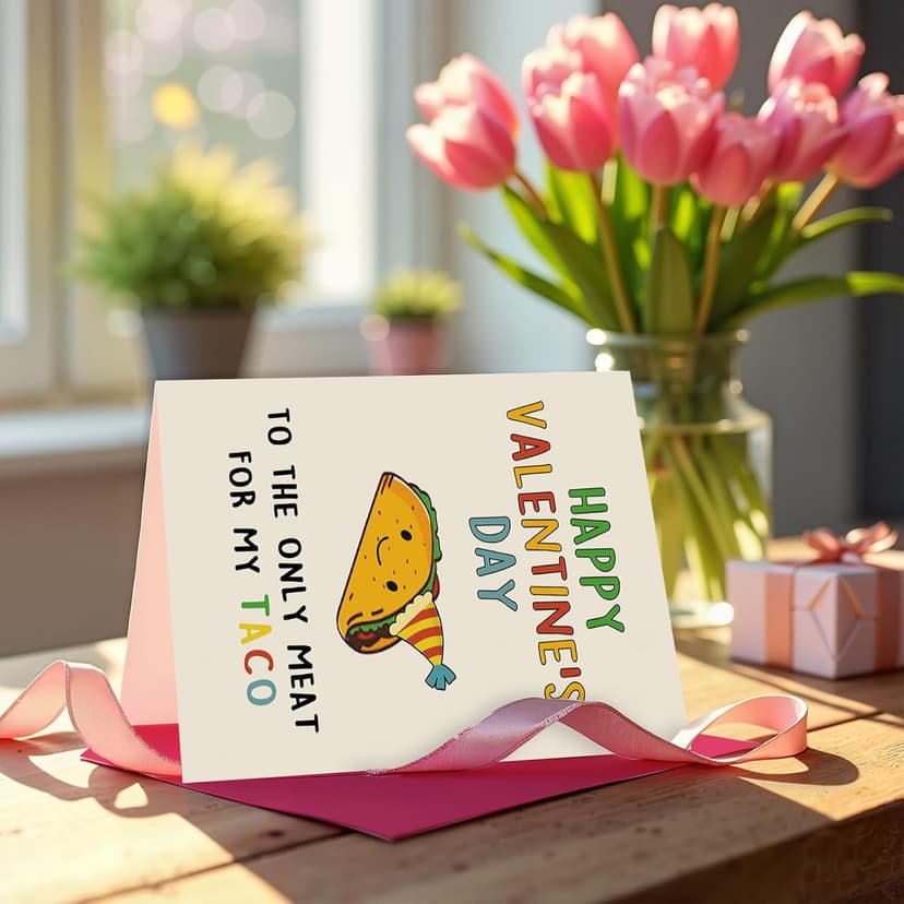 Lovely Taco Valentines Day Card for Him Her, Naughty Valentine's Day Gift for Husband Wife, Romantic Boyfriend Girlfriend Vday Card, To The Only Meat for My Taco