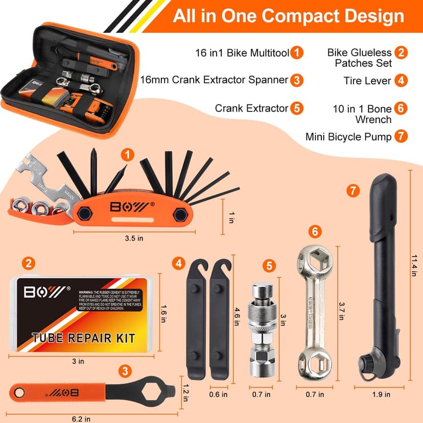 Bicycle Repair Bag With Tire Pump, Portable Tool Kit for Camping Travel - Bike Glueless Patches, Maintenance Essentials All in One Safety Kit B079K5N7KF
