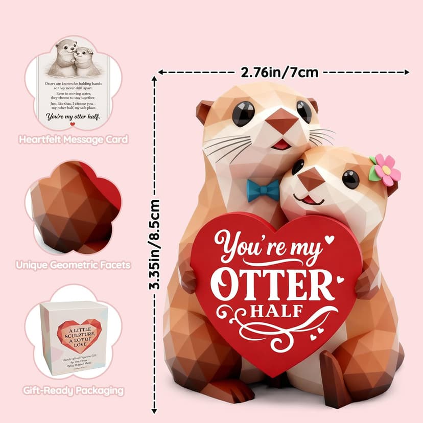 Anniversary Birthday Gifts for Women Men I Love You Wedding Romantic Gift for Wife Husband Couples,Hand-Painted Sculpture Gifts for Women Her Girlfriend Wife Husband BF Men Him Otter Figurines B0GDCT2WCC