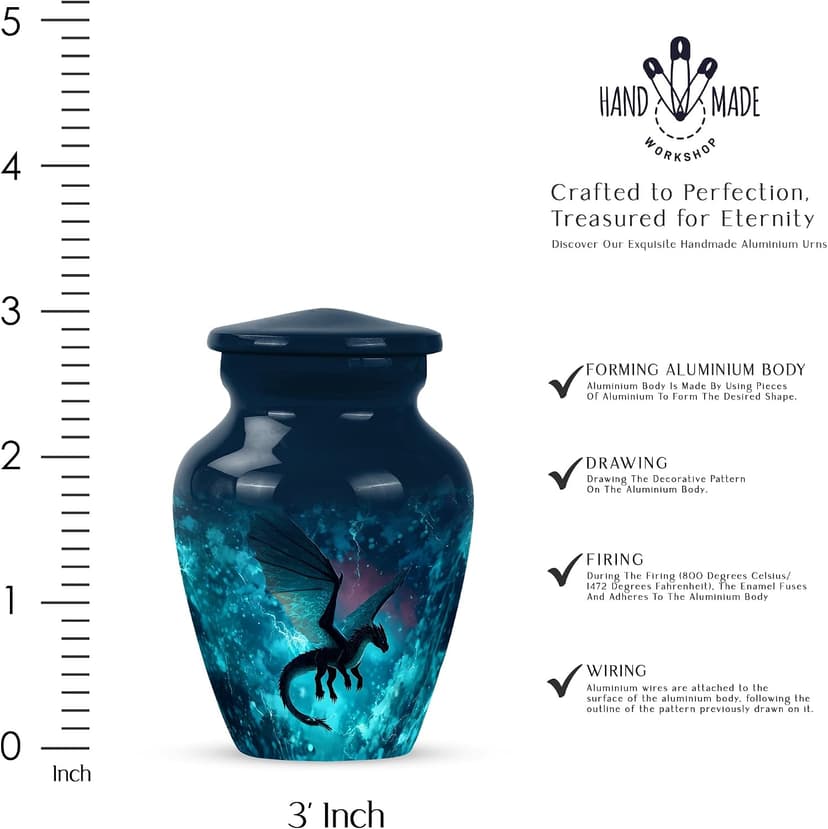 Dragon Small Memorial Urns for Human Ashes Adult Man - Keepsake Green Funeral Urn for Ashes for Women - Mini Blue Burial Urn for Mom & Dad - Cremation Urns for Human - 3 Inch B0FCMK3X17