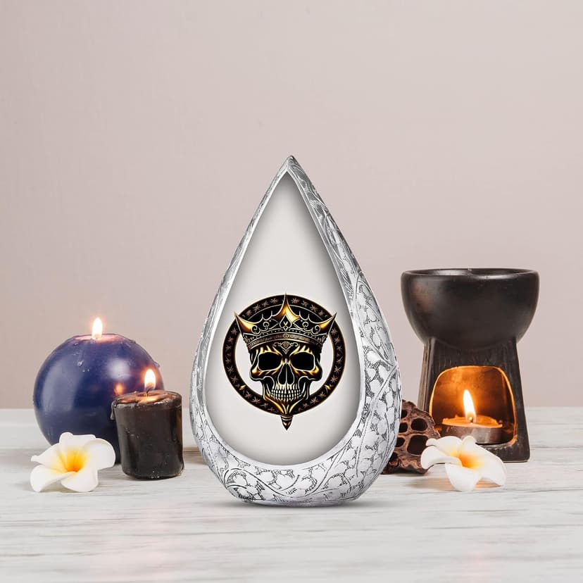 Pirates King Golden Skull Burial Small Urns for Adult Male Female Ashes - Drop Handcrafted Cremation Urn for Human Ashes - Remembrance Gift for Loss - Burial Cremains Containers (3 Inch) B0FBGQTX24
