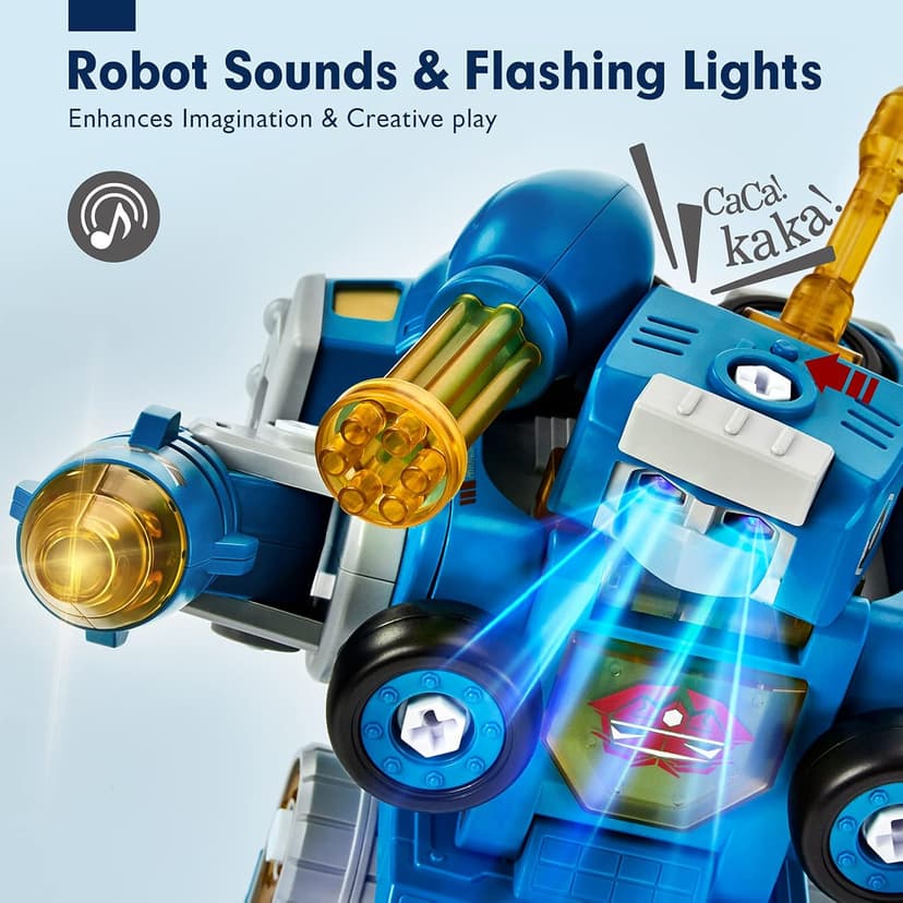 hahaland Toys for 5 Year Old Boy Birthday Gift - STEM Boys Toys for 6 Year Old Boy Age 6-8 Years, 5 in 1 Building Take Apart Trucks Transform to Robot, Kids Ages 5-7 Christmas Stocking Stuffers Gifts