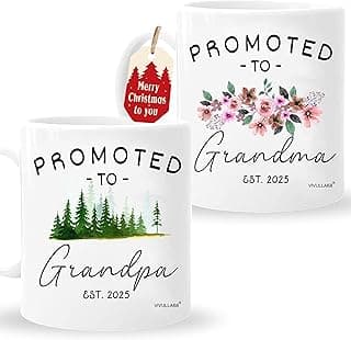 Christmas Gifts For First Time Grandparents, Promoted To Grandma And Grandpa Mugs Est 2025, Grandparents Baby Announcement, Pregnancy Announcement Mug, Grandparent To Be Gifts, New Grandparent Gift