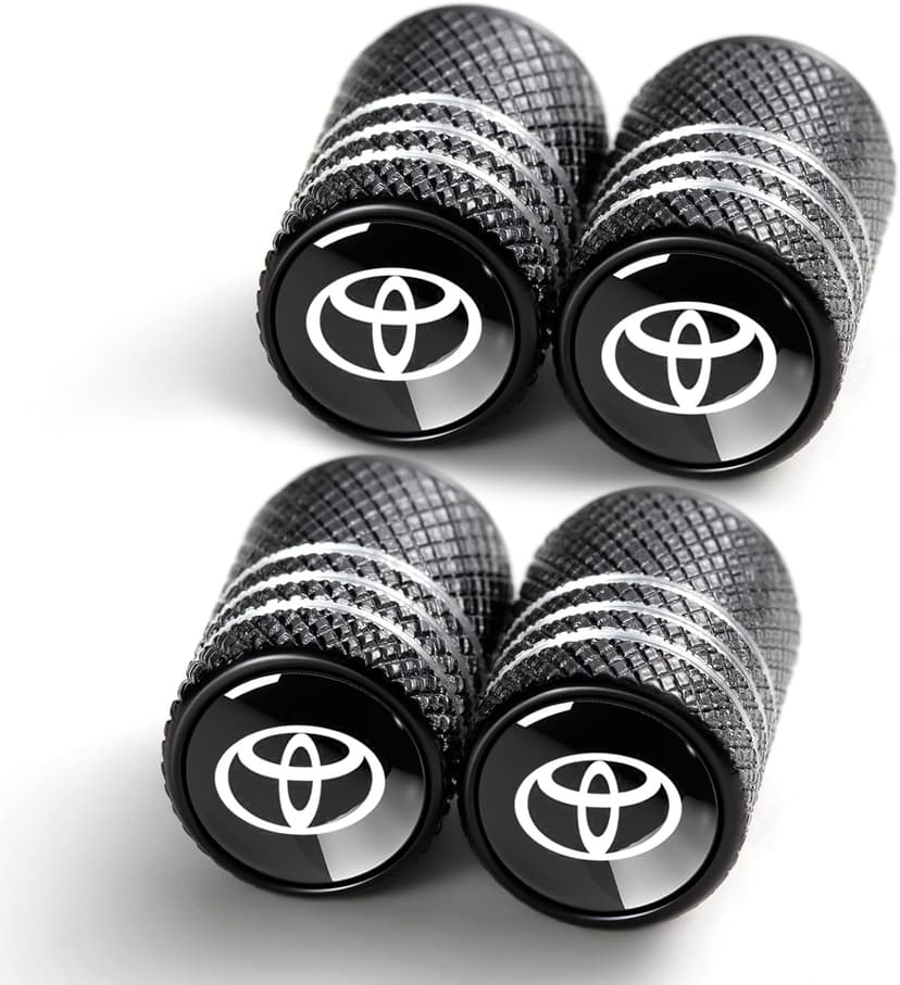 Tire Valve Stem Cap Cover for Toyota Belt O-Ring Seal Corrosion Resistant tire Valve caps 4 Pack Black